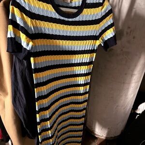 Jason Wu Knit Striped Short Sleeve Dress